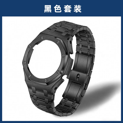 GM-2100 Metal Case Bracelet for Casio Oak Watch | Farmhouse Oak Mod Accessories | Replacement Bezel and Band Set (Silver/Black/Gold)