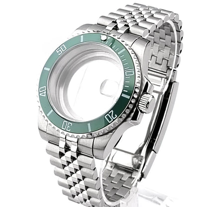 Cassa per orologio secondario in argento di alta qualità, 40,5 mm, adatta per NH-35/36, vetro zaffiro, cassa in metallo, parti e accessori resistenti all'acqua fino a 50 bar