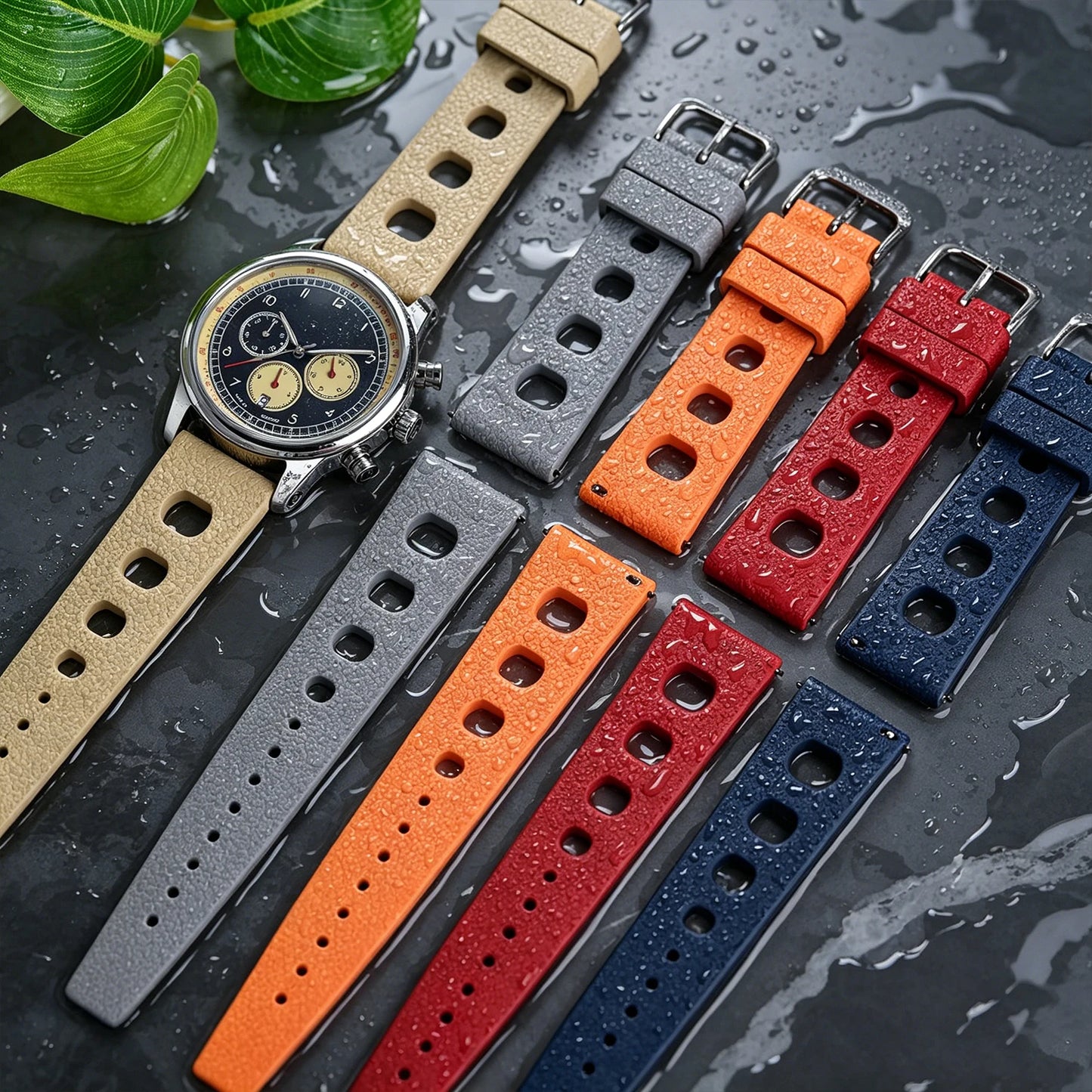 Bracelet de montre en caoutchouc FKM 20 mm 22 mm à libération rapide pour hommes et femmes, étanche, souple, en fluororubber de qualité supérieure, respirant