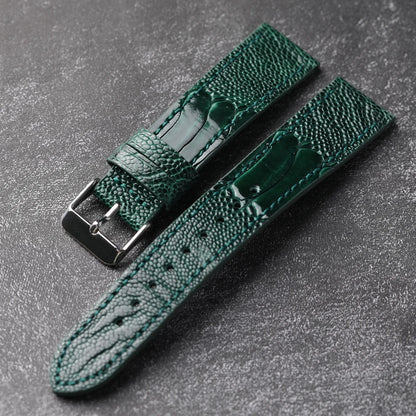 Handmade genuine high quality ostrich foot leather 18 19 20 21 22MM brown green genuine leather Vintage Strap for men Vintage