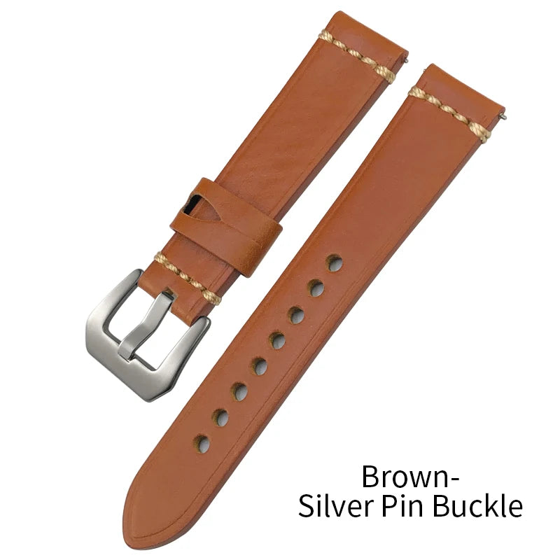 Handmade Quick Release Cowhide Watch Strap, 19mm 20mm 21mm 22mm 23mm 24mm, for Panerai Citizen Seiko TIMEX Oris IWC