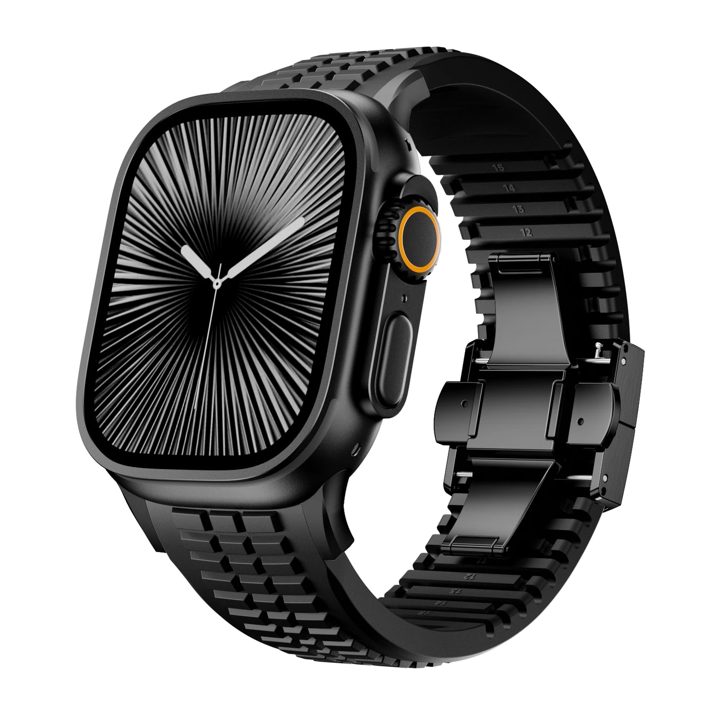 Bracelet de sport en Silicone pour Apple Watch Ultra 3/2, 49mm 46mm 45mm 44mm, Bracelet en métal de luxe pour iWatch série 11 10 9 8 7 Se