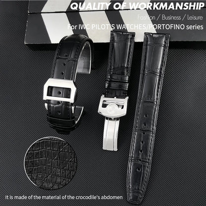 Bracelet de montre en cuir de Crocodile américain, 20mm 21mm 22mm, pour IWC PORTUGIESER PORTOFINO Pilot, outils gratuits