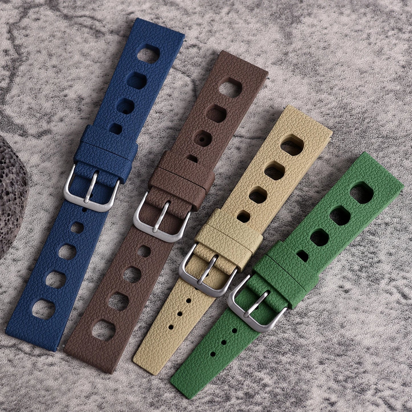 Cinturino per orologio vintage in gomma FKM Tropicale da 20mm 22mm, traspirante, a sgancio rapido, per Seiko Casio Omega IWC, universale