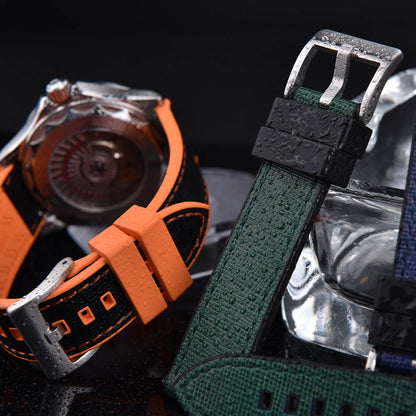 Bracelet de montre FKM, nouveau Design, 20mm 22mm, libération rapide, hybride, caoutchouc fluoré, cuir, FPM, doux et Durable, unisexe