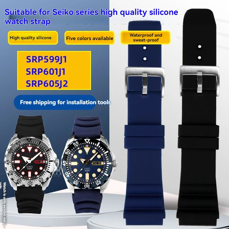 Bracelet en caoutchouc de 22mm pour SEIKO 5 SKX007 SKX009 tortue Mini MM SRPD Monster-noir bleu vert bracelet de montre de plongée bracelet de sport