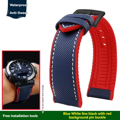 Cinturino per orologio in gomma e nylon per Casio PROTREK PRG-600YB PRG-650 PRW-6600 - Cinturino sportivo in tela e silicone da 24 mm