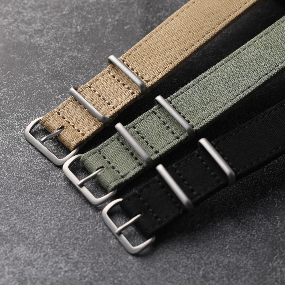 Cinturino in tela rinforzata morbida, impermeabile, anti-sudore, anti-polvere, cinturino morbido nero e verde, cinturino per orologio non in nylon, 20mm, 22mm
