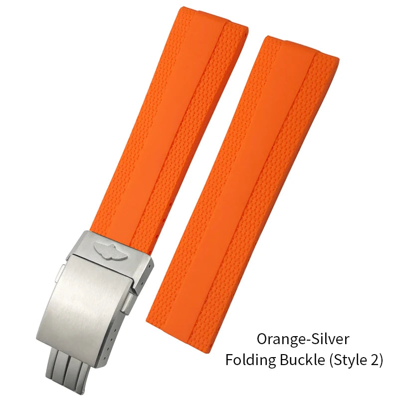 Bracelet de montre en caoutchouc et Silicone, 20mm 21mm 22mm 23mm 24mm, pour Breitling Superocean Avenger professionnel, bleu blanc vert