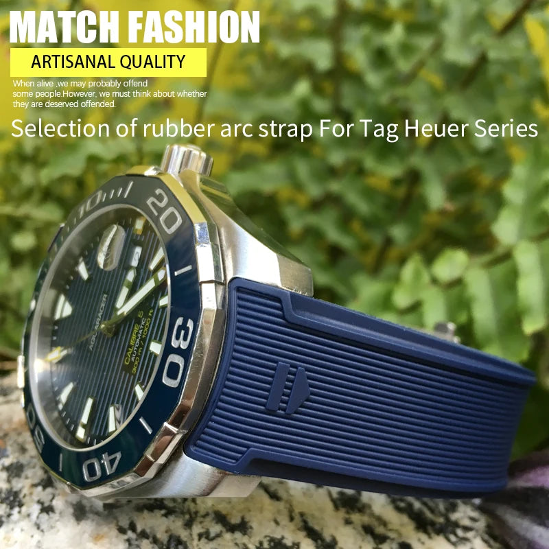 Bracelet de montre en caoutchouc naturel de haute qualité, 20mm 22mm, adapté à la montre TAG Heuer Aquaracer 300 500, bracelet de plongée, sport, en Silicone
