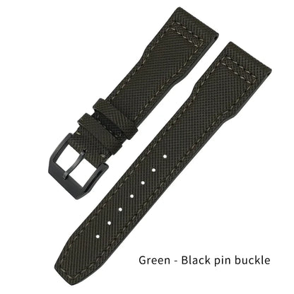 Bracelet de montre en Nylon et cuir de vache, 20mm 21mm, gaufrage en cuir véritable, vert et bleu, remplacement pour accessoires de la série pilote IWC