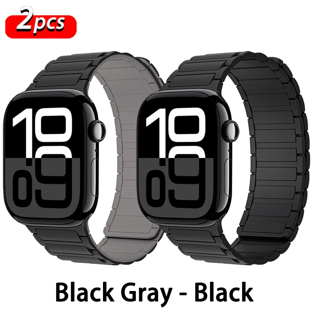 Correa con hebilla magnética para relojes Apple de 46 mm, 44 mm, 40 mm, 45 mm, 41 mm, 42 mm, correa de silicona para iWatch serie 11, 10, 9, 8, 7, 6, SE, Ultra 3