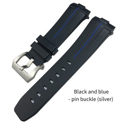 Bracelet de montre en caoutchouc naturel à extrémité incurvée de 24mm, pour Panerai LUMINOR SUBMERSIBLE PAM, en Silicone, étanche, boucle papillon