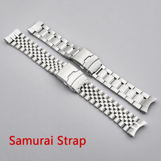 Bracelet de montres Samurai King, fermoir pliant, en acier inoxydable, Compatible avec les boîtiers Samurai King, sangle d'extrémité incurvée solide