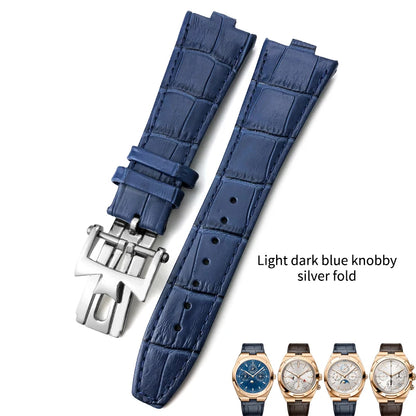 Remplacement du bracelet de montre en cuir de vachette véritable pour homme, VachAnderConstantin, cuir de veau d'outre-mer, noir, bleu, marron, bracelet, 25mm x 9mm
