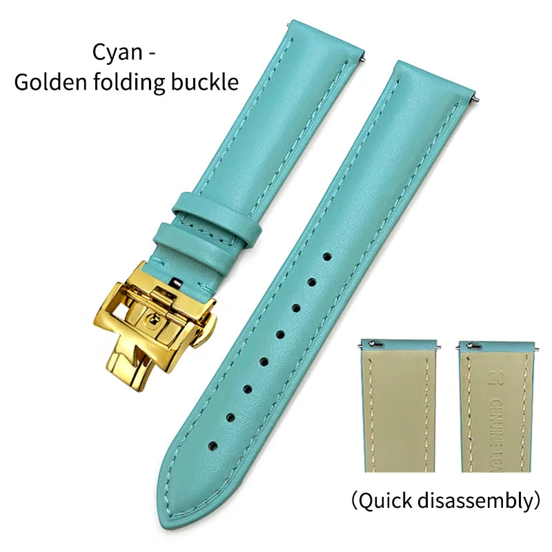 Bracelet de montre en cuir véritable à dégagement rapide 19mm 20mm 21mm 22mm pour Vacheron Constantin Patrimony VC, bracelet noir avec boucle pliable