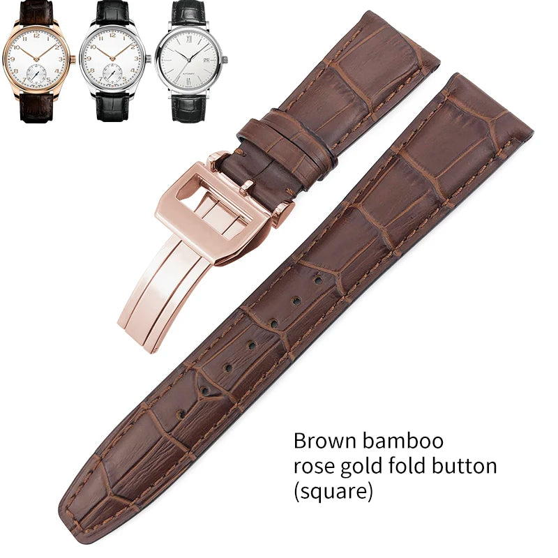 Bracelet de montre en cuir véritable pour hommes, 20mm, 21mm, 22mm, pour IWC, portugais, pilote, marron, noir, bleu