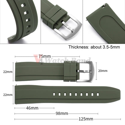 Bracelet de montre sport en silicone souple noir, marron, orange, bleu – Bracelets de 20 mm et 22 mm à libération rapide en caoutchouc de silicone