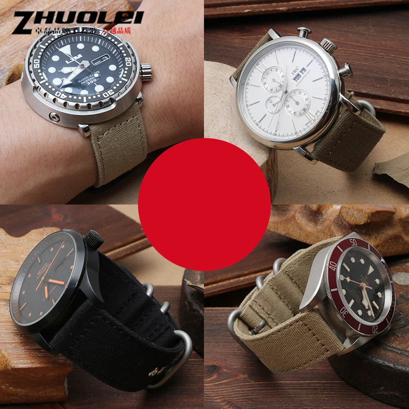Waterproof Nylon Canvas Watch Strap for Men's Watch Band for Timex Tissot Speed Hamilton Watchband 18mm 20mm 22mm 24mm