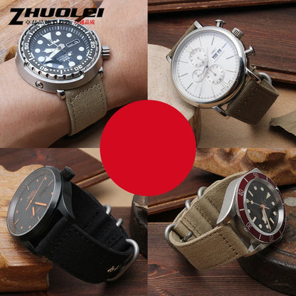 Waterproof Nylon Canvas Watch Strap for Men's Watch Band for Timex Tissot Speed Hamilton Watchband 18mm 20mm 22mm 24mm