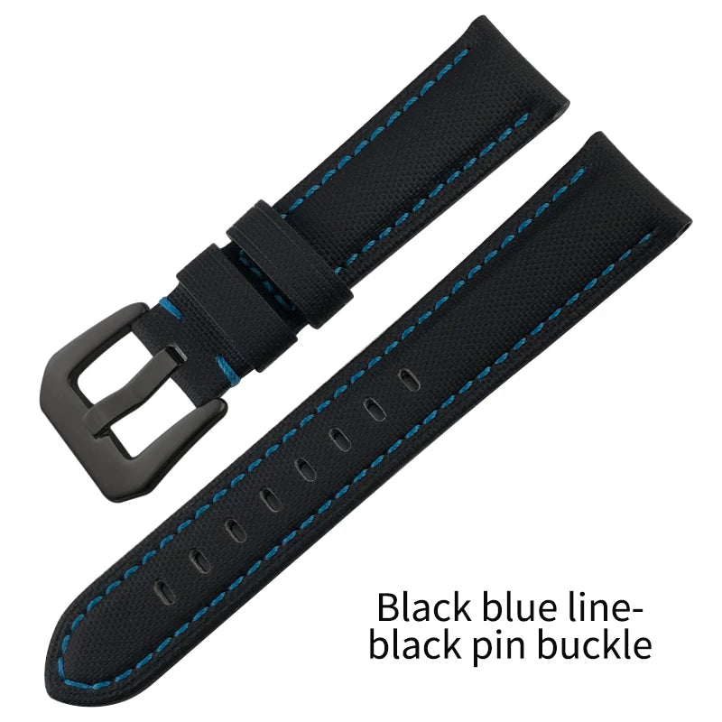 Cinturino per orologio in tela di nylon da uomo, 20mm, 21mm, 22mm, 23mm, 24mm, 25mm, 26mm, per Panerai Seiko Breitling Citizen, cinturino universale in pelle