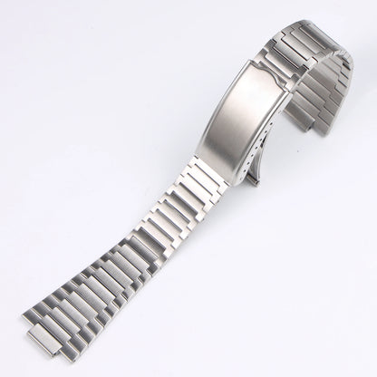Cinturino per orologio vintage in acciaio inossidabile spazzolato color argento 22*11mm per Omega TV Seamaster 1020 con fibbia deployante in metallo