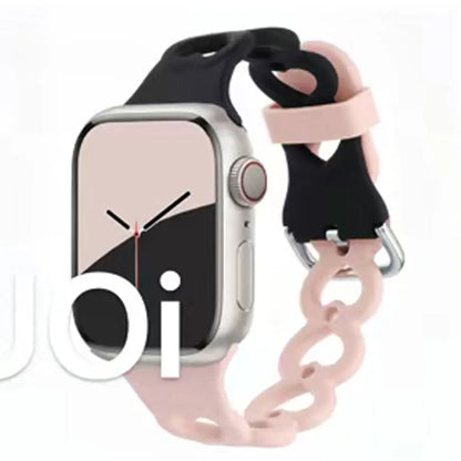 Nouveau bracelet de montre en silicone en forme de cœur pour Apple Watch S11 S10 S9 S8 7 6 5 4, bracelet respirant pour femmes, compatible avec iWatch Series 49 46 45 44 43 42 mm