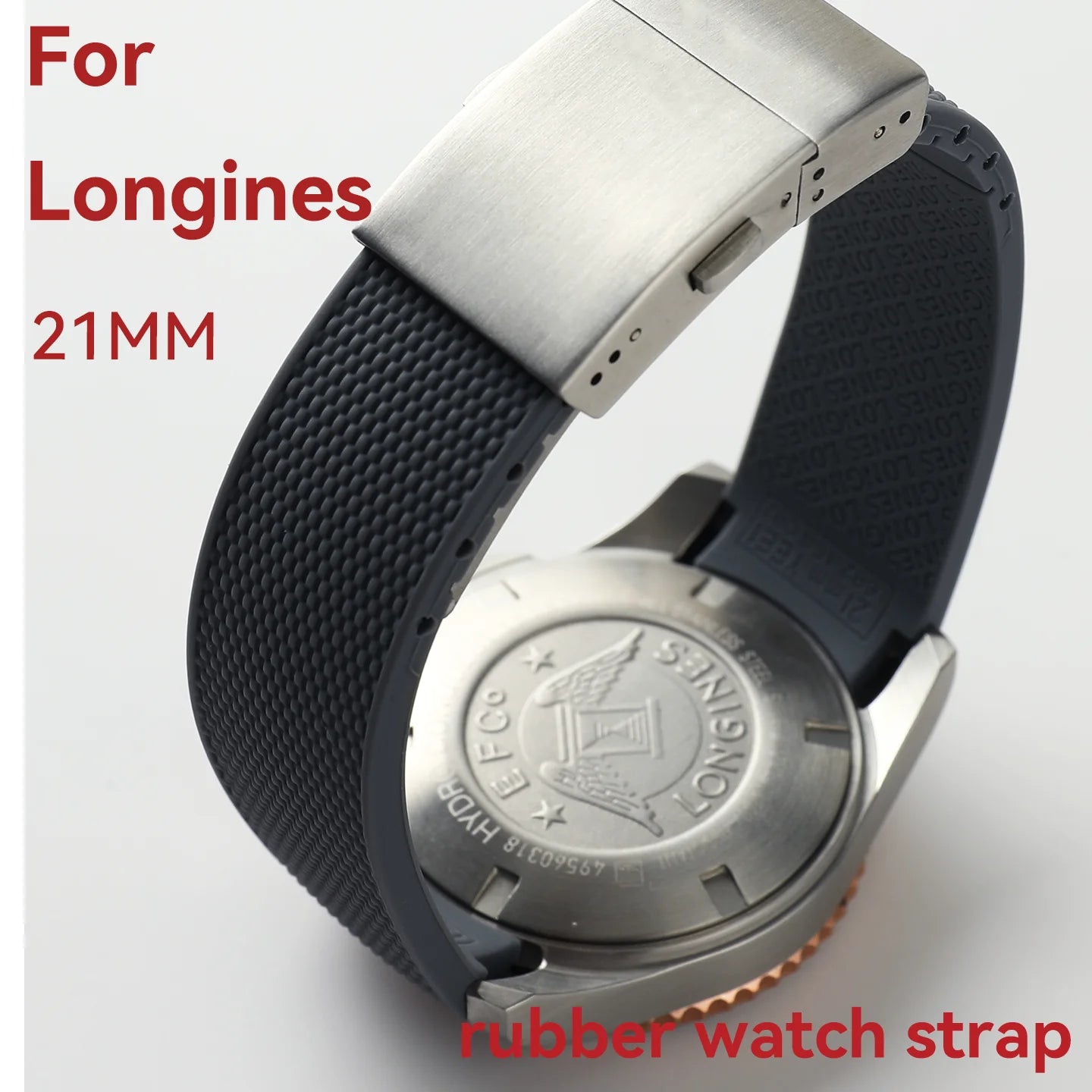 Bracelet de montre en caoutchouc de 21 mm pour la collection Longines Conquest – Bracelet de remplacement élastique souple