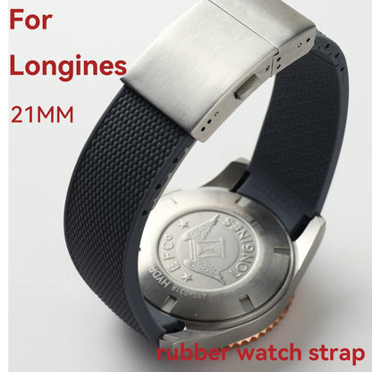 Bracelet de montre en caoutchouc de 21 mm pour la collection Longines Conquest – Bracelet de remplacement élastique souple
