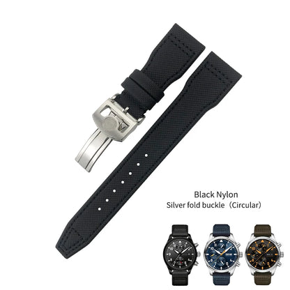 Cinturino per orologio in pelle di vitello e nylon di alta qualità, 20 mm 21 mm 22 mm, per IWC Pilot SPITFIRE MARK18 Portofino TOP GUN IW3777