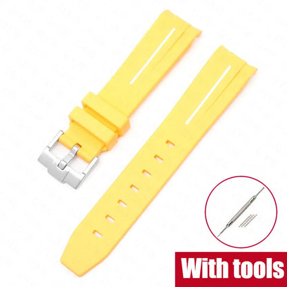 Curved End Rubber Strap for MoonSwatch, 20mm, for Men and Women, Waterproof Sport Watch Band