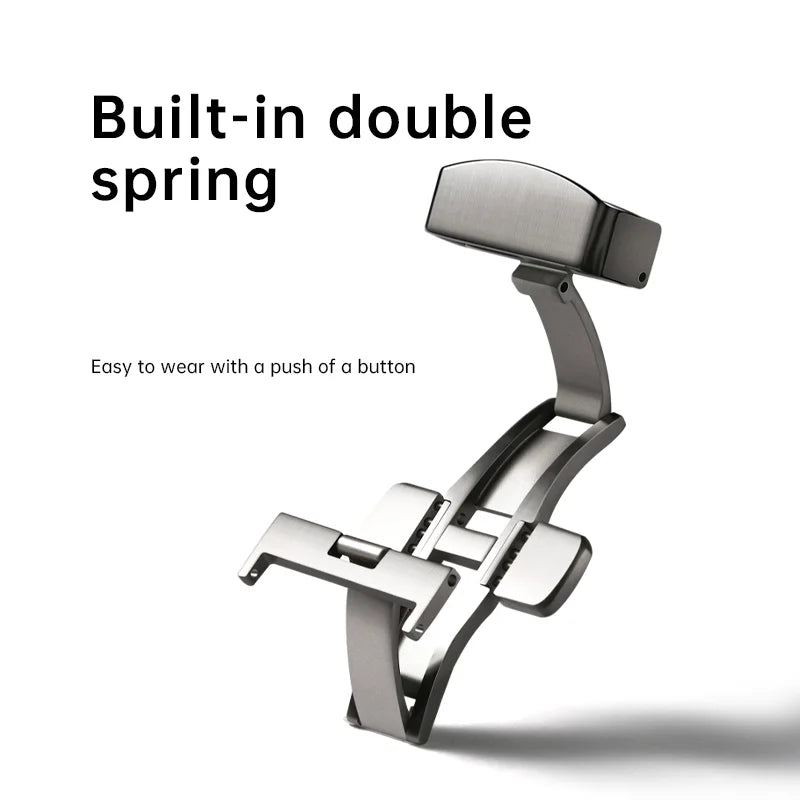 Fibbia a farfalla per orologio Maikes in acciaio inossidabile 316L da 18 mm e 20 mm, cinturino in pelle