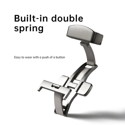 Fibbia a farfalla per orologio Maikes in acciaio inossidabile 316L da 18 mm e 20 mm, cinturino in pelle