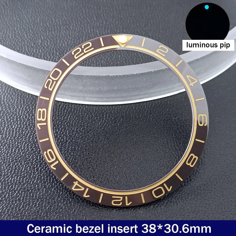 38mm x 30.6mm Sloped Ceramic Bezel GMT and Diving Watch Insert for 40mm Men's Watch Replacement Watch Bezel Inserts
