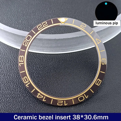 38mm x 30.6mm Sloped Ceramic Bezel GMT and Diving Watch Insert for 40mm Men's Watch Replacement Watch Bezel Inserts