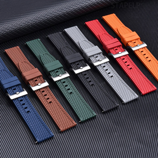 Cinturino professionale per orologio subacqueo FKM in gomma 18mm 20mm 22mm 24mm a forma di proiettile a sgancio rapido per orologio subacqueo impermeabile durevole