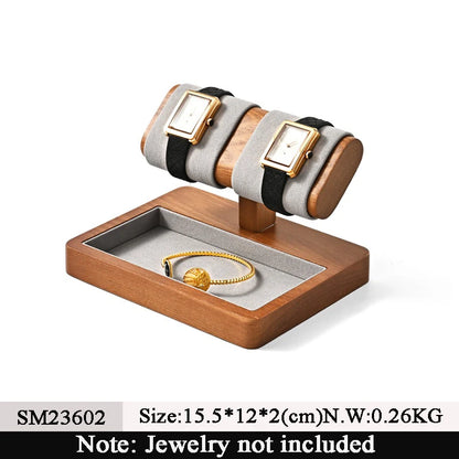 Espositore per orologi in legno a forma di T Oirlv, porta orologi in microfibra, porta gioielli per bracciali e anelli, EvaluT1, nuovo