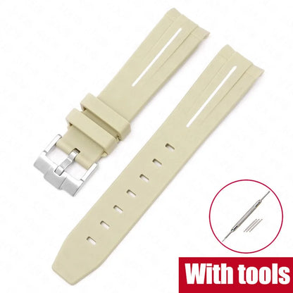 Curved End Rubber Strap for MoonSwatch, 20mm, for Men and Women, Waterproof Sport Watch Band