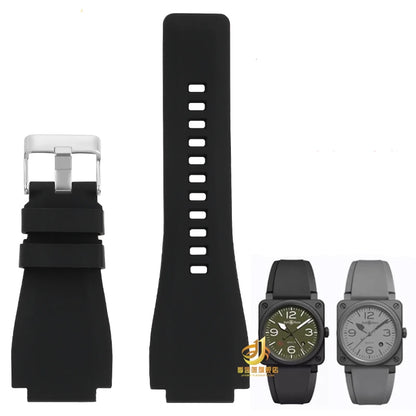Cowhide Leather Watch Strap for Bell & Ross Series, Silicone Strap, POLICE Watch Strap, PL14796, PL15472, B & R suréWer, Male, BR01, BR03