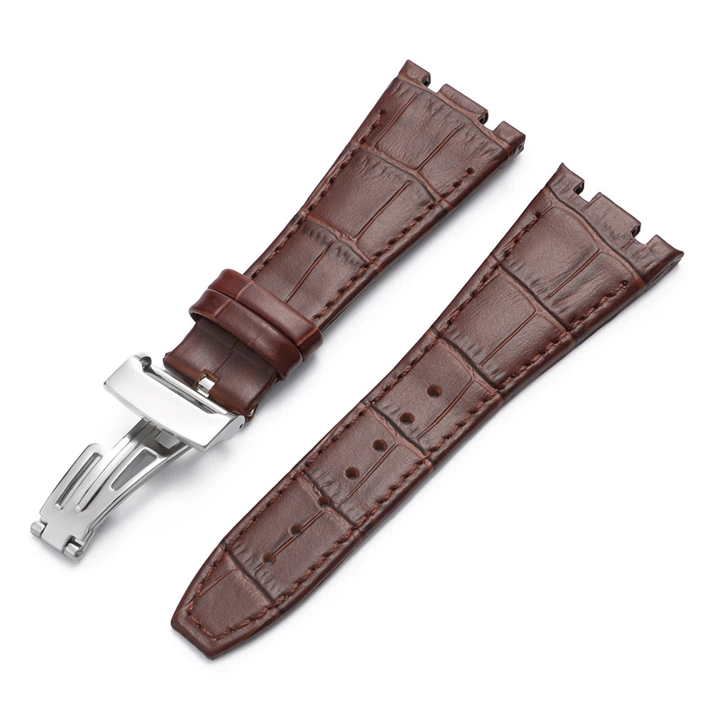 Soft Cowhide Leather Watch Strap for Audemars Piguet Royal Oak Offshore AP 15400 15703, Sweat Resistant, for Men and Women, Folding Buckle