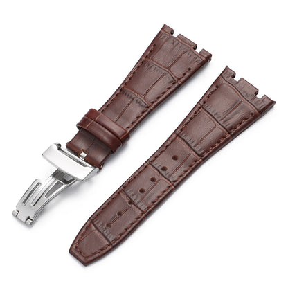 Soft Cowhide Leather Watch Strap for Audemars Piguet Royal Oak Offshore AP 15400 15703, Sweat Resistant, for Men and Women, Folding Buckle