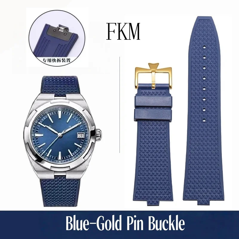 Bracelet de montre en caoutchouc Fluoros FKM à dégagement rapide, pour bracelet Vacheron VC Overseas 4300V 4500V 5500V 7900V, 24x7mm