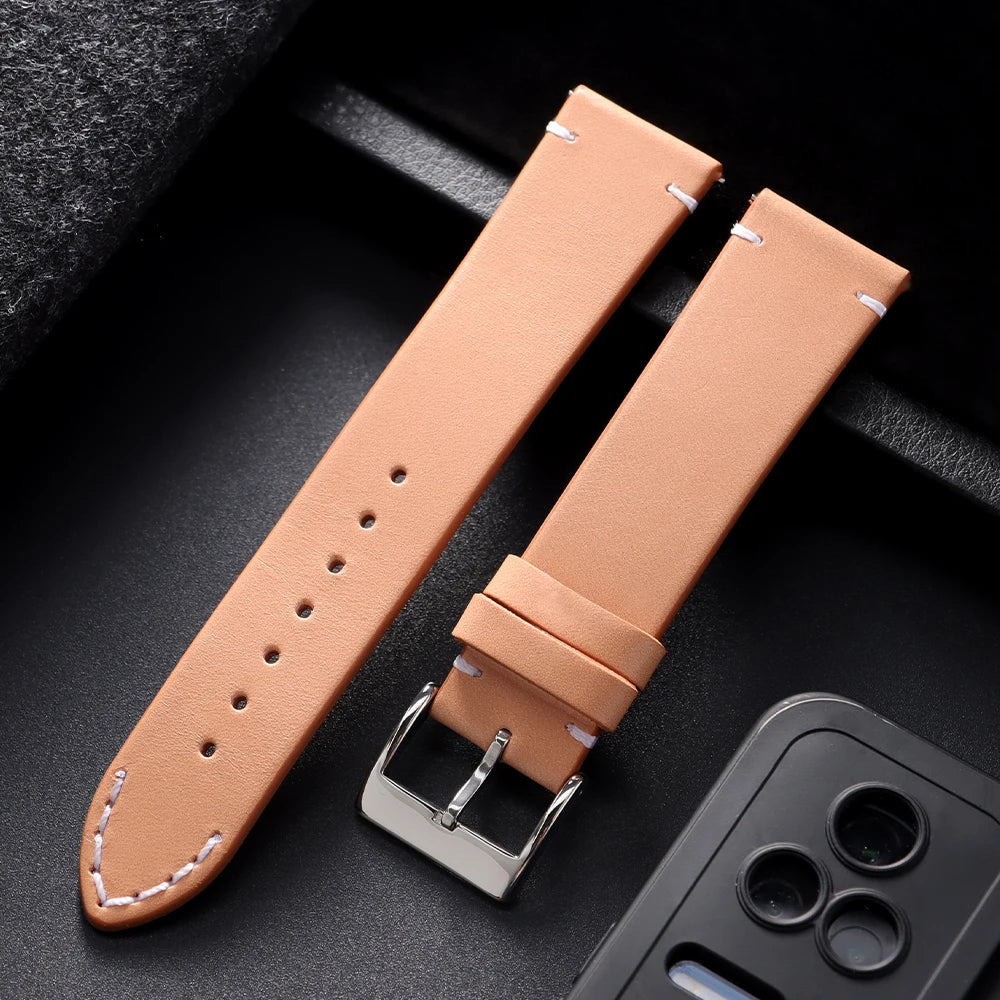 Bracelet de montre en cuir de veau véritable, à dégagement rapide, 12/14/16/18/20/22/24mm, accessoires universels pour hommes et femmes