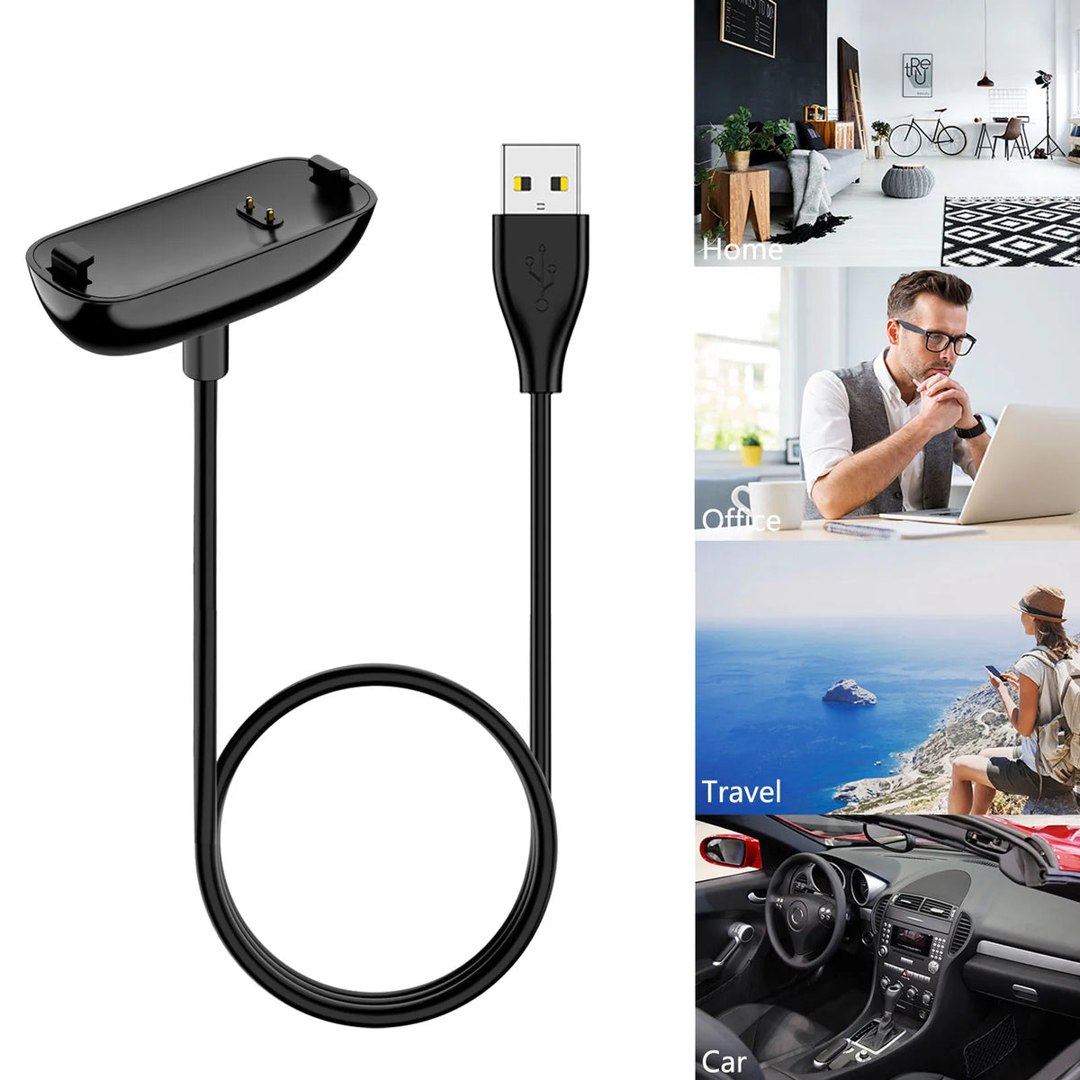 Chargeur USB 100cm pour Fitbit Inspire/Inspire 2/Inspire 3, câble de chargement avec clip, station d'accueil pour Fitbit Inspire HR/ACE 2/ACE 3