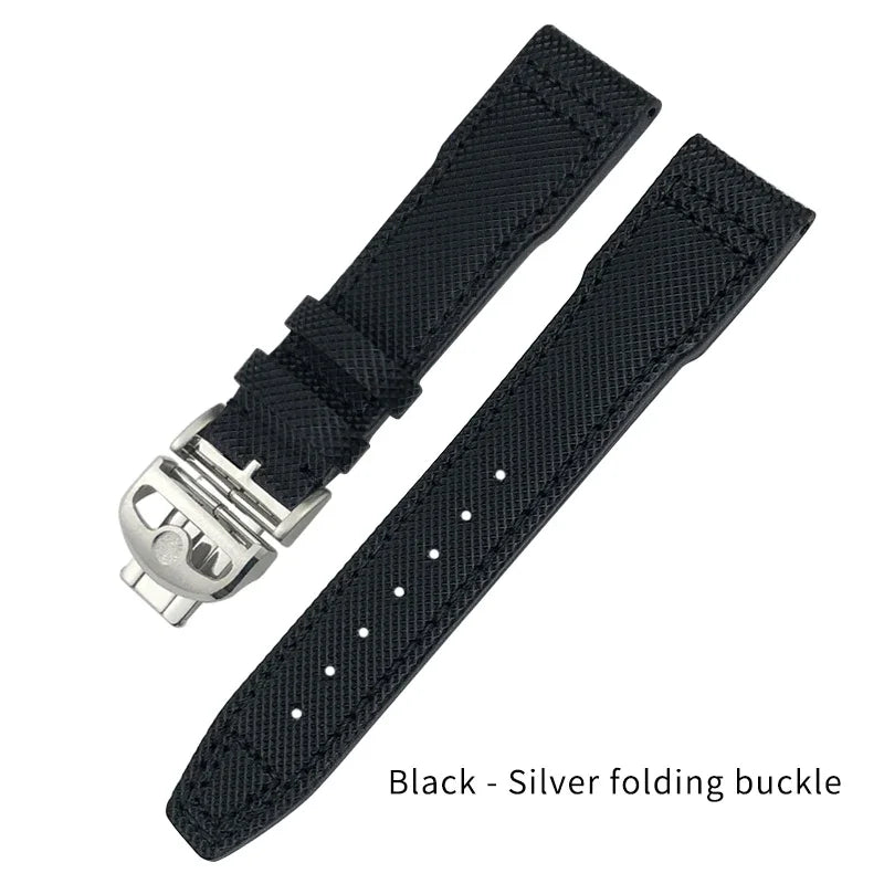 Bracelet de montre en Nylon et cuir de vache, 20mm 21mm, gaufrage en cuir véritable, vert et bleu, remplacement pour accessoires de la série pilote IWC