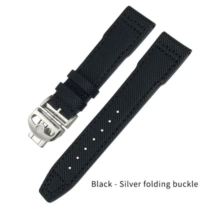 Bracelet de montre en Nylon et cuir de vache, 20mm 21mm, gaufrage en cuir véritable, vert et bleu, remplacement pour accessoires de la série pilote IWC