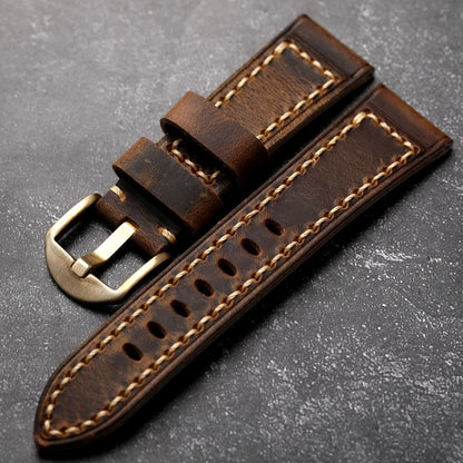 Cinturino per orologio in pelle bovina da uomo, fatto a mano, primo strato, 20 21 22 24 26MM, Vintage, bronzo, spesso, stile vintage