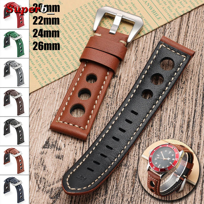 Bracelets de montre en cuir véritable 20mm 22mm 24mm 26mm, noir, bleu, marron, vintage, pour femmes et hommes