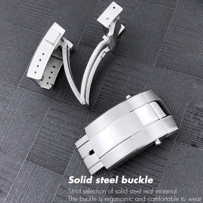 Fibbia deployante in metallo massiccio in acciaio inossidabile, per braccialetto Breitling, chiusura pieghevole, pulsante a farfalla 18mm 20mm, nero argento