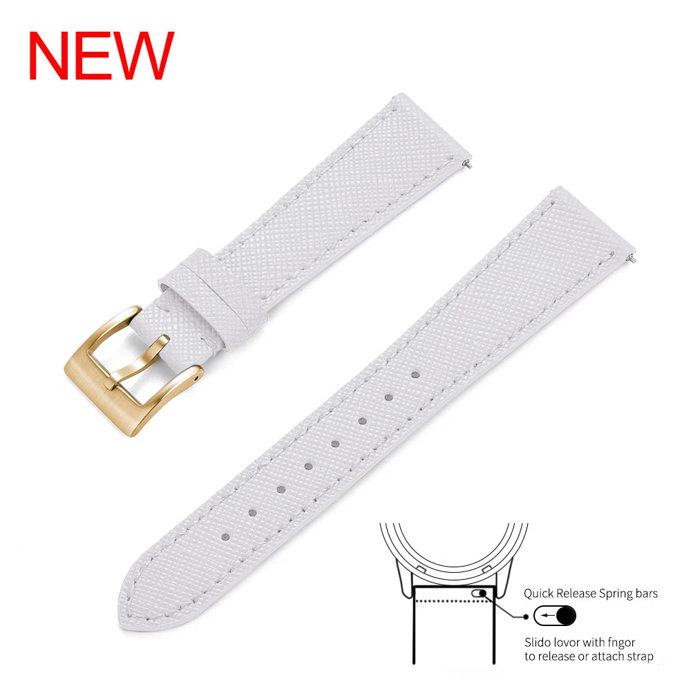 Bracelet de montre Durable en cuir cousu Vintage classique à dégagement rapide 18mm 19mm 20mm 21mm 22mm 23mm 24mm bracelet de montre en cuir Saffiano
